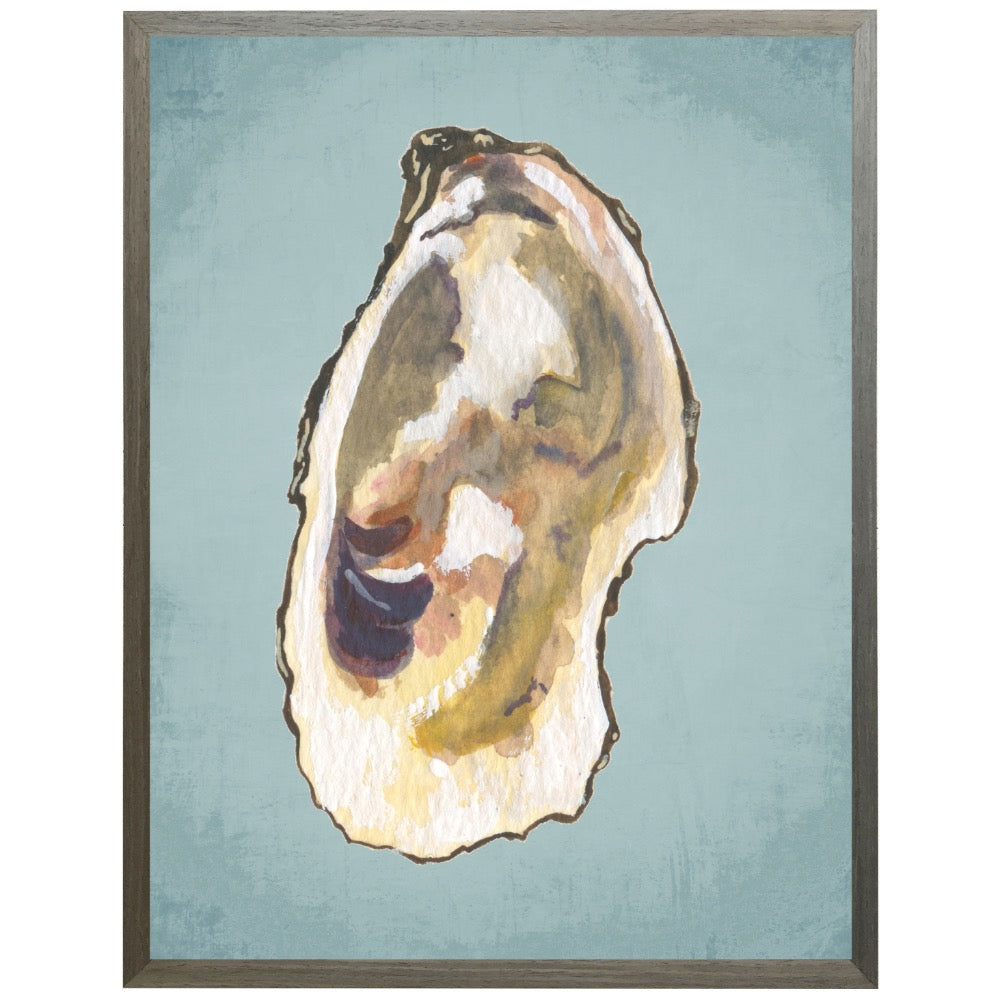 watercolor oyster shell blue shadowbox frame wall art
