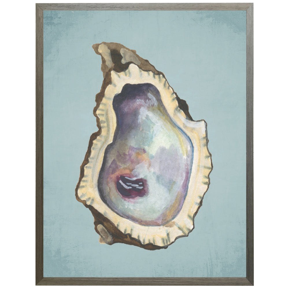 watercolor oyster shell blue grey shadowbox frame wall art