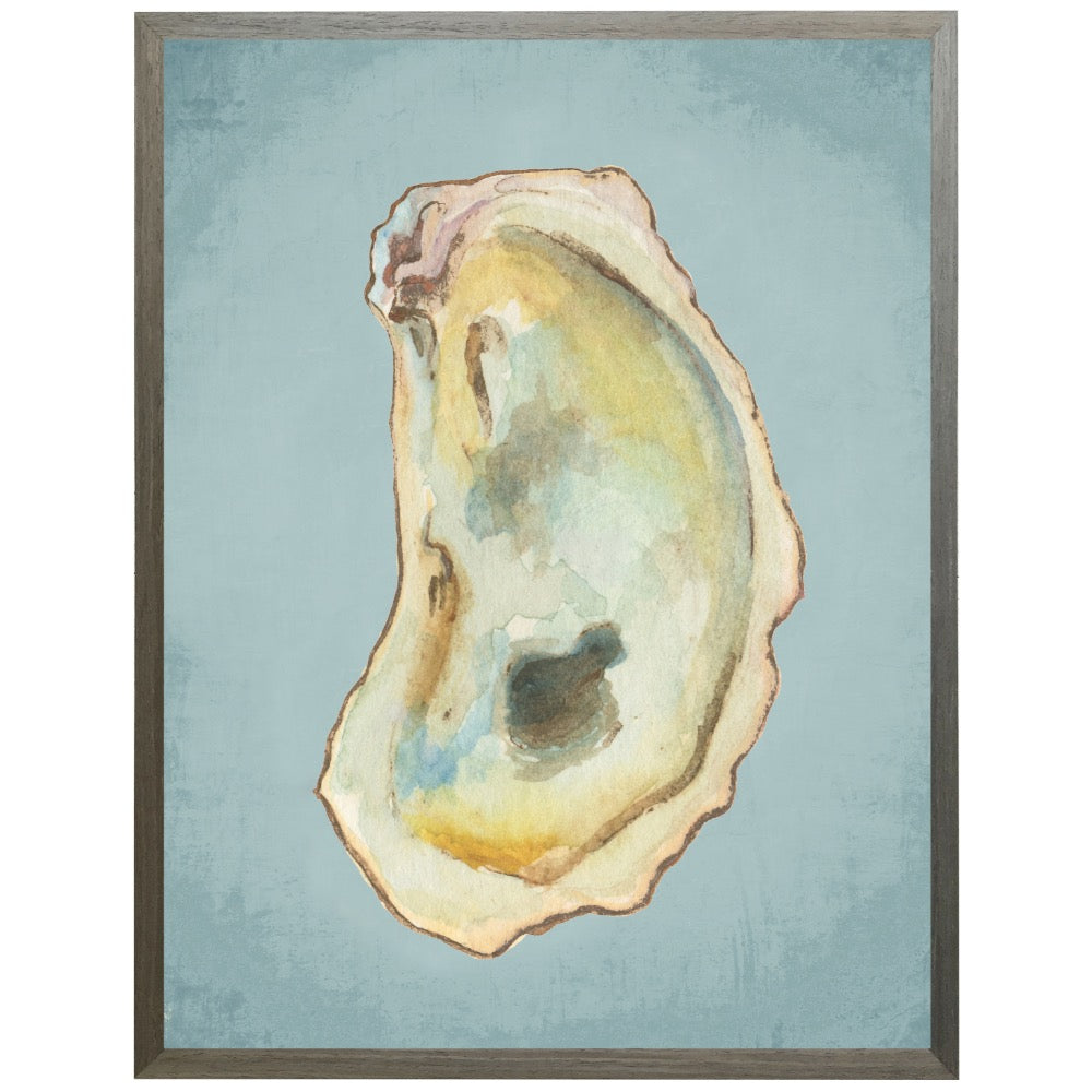 watercolor oyster shell blue barnwood frame wall art