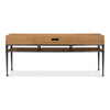 3-drawer console table shelf heather gray finish veneer iron frame