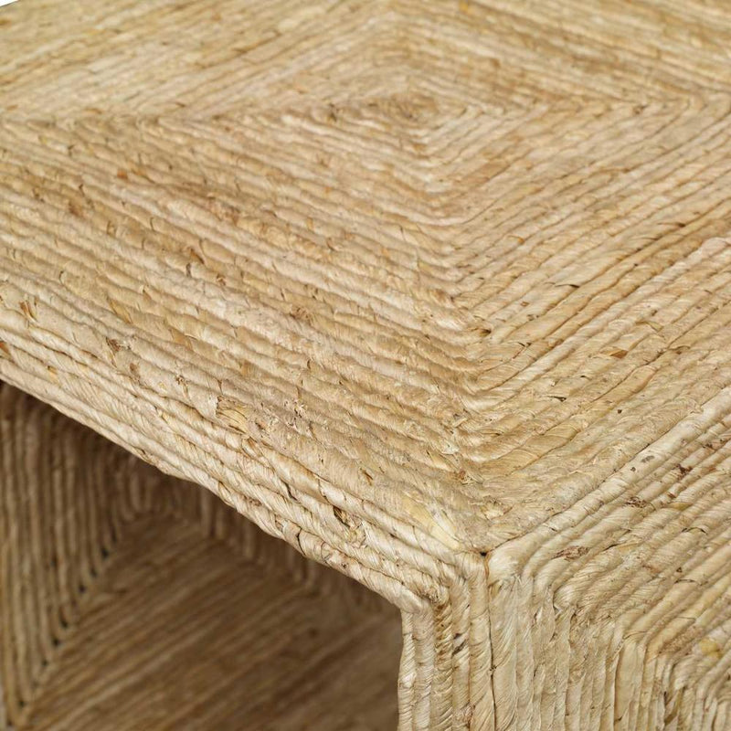 side table coastal woven rattan natural square 