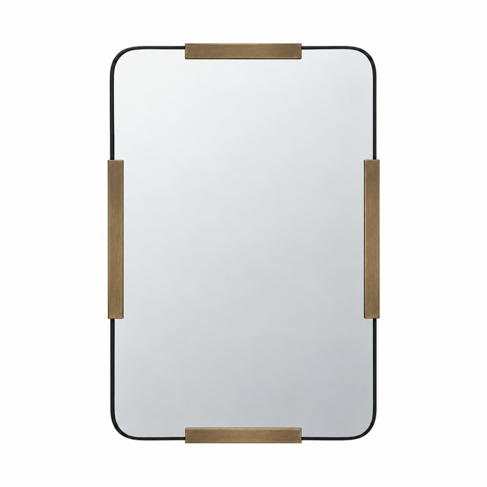 Cyan Design Speculo Antique Brass Wall Mirror with a thin black frame and antique brass side accents.