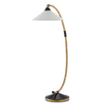 floor lamp white round shade rattan black body 