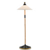 floor lamp white round shade rattan black body 