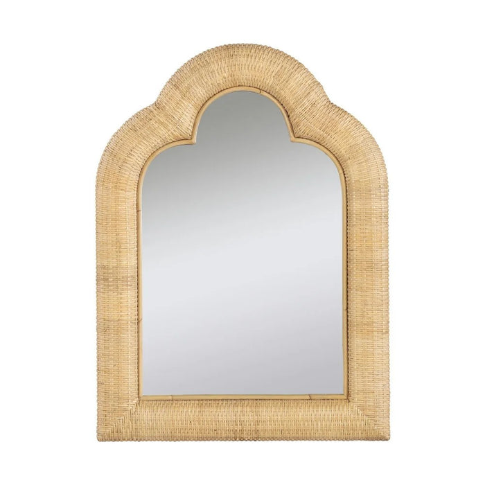 arched rattan wall mirror