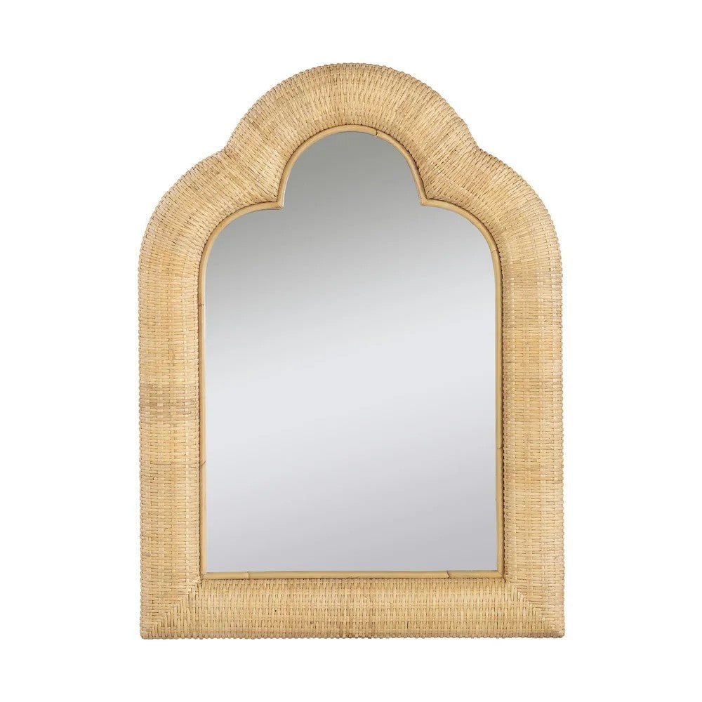 arched rattan wall mirror