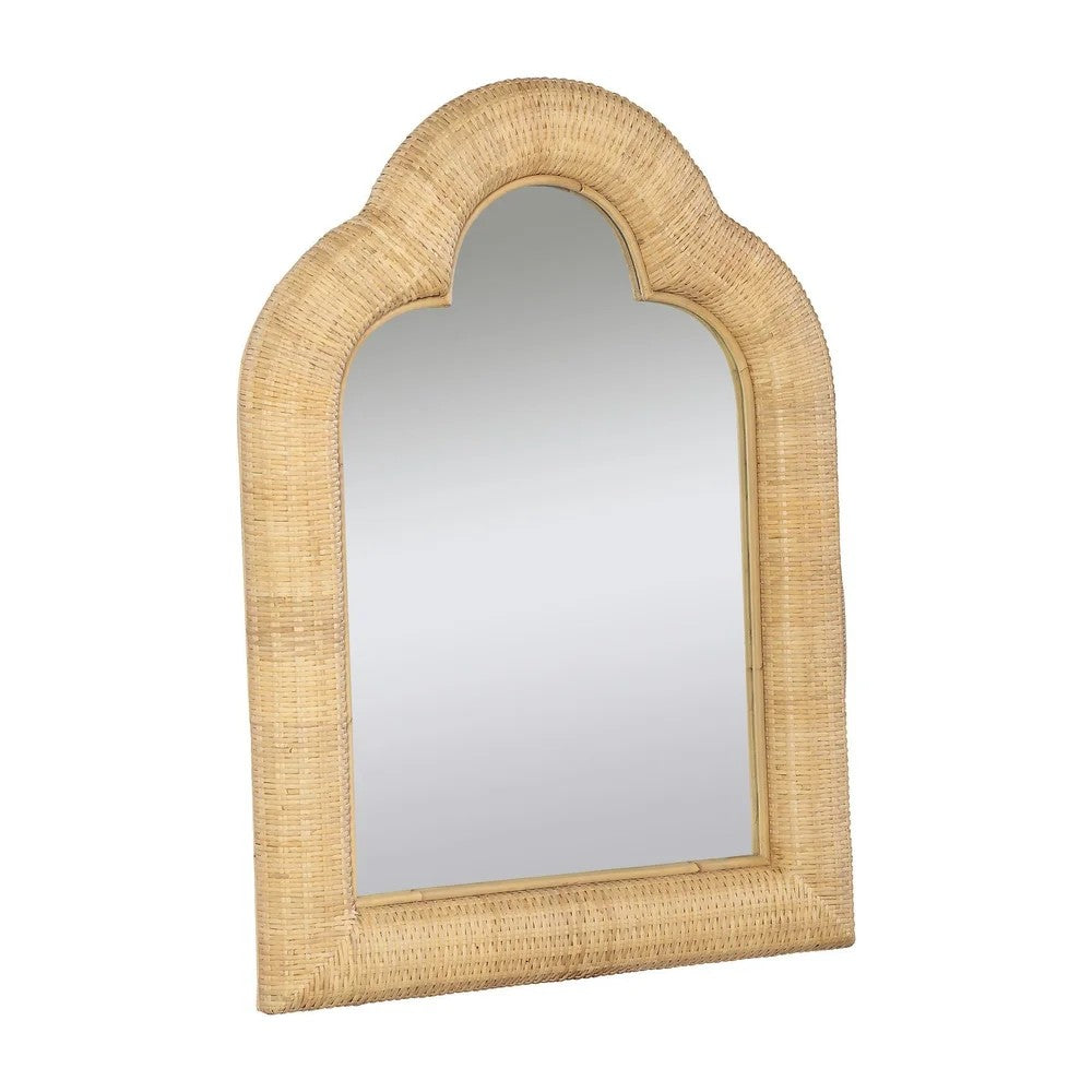 arched rattan wall mirror