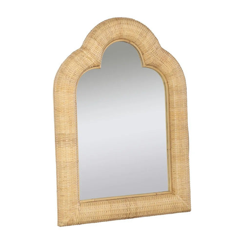 arched rattan wall mirror