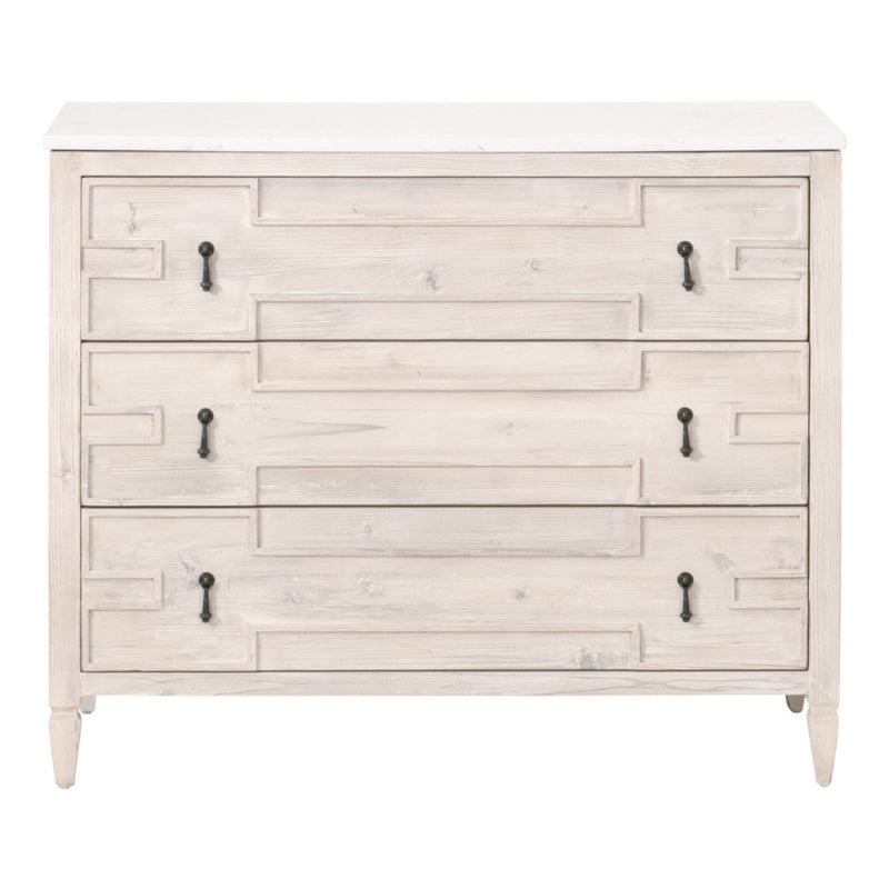 cabinet three drawer white wash pine