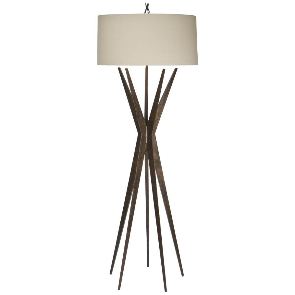 round drum linen oatmeal shade bronze finish floor lamp star base