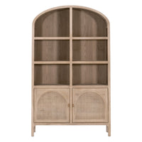 cane storage cabinet two door multi shelf natural gold hardware