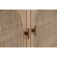 cane storage cabinet two door multi shelf natural gold hardware
