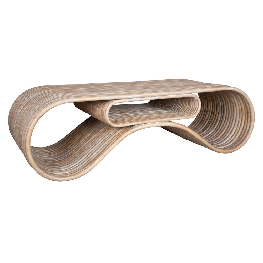 coffee table white washed rattan poles