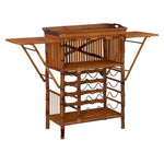 tortoise shell bamboo wine bar removeable tray storage