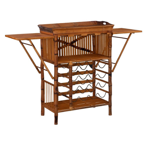 tortoise shell bamboo wine bar removeable tray storage