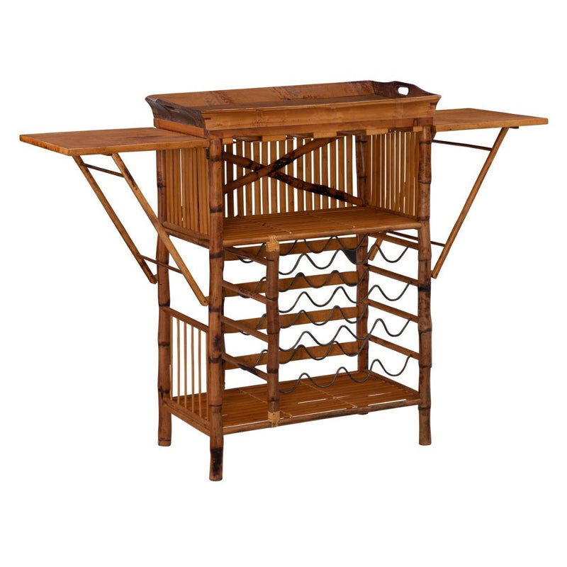 tortoise shell bamboo wine bar removeable tray storage