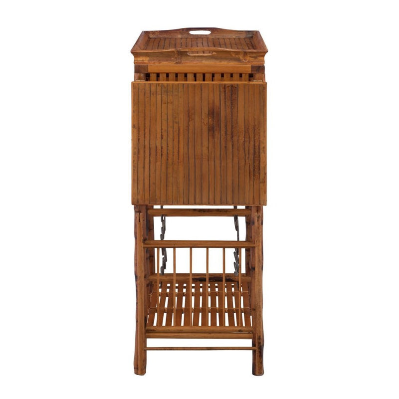tortoise shell bamboo wine bar removeable tray storage