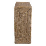 accent table square natural woven banana plant coastal