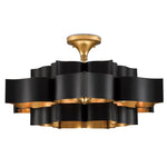large black gold leaf lotus chandelier