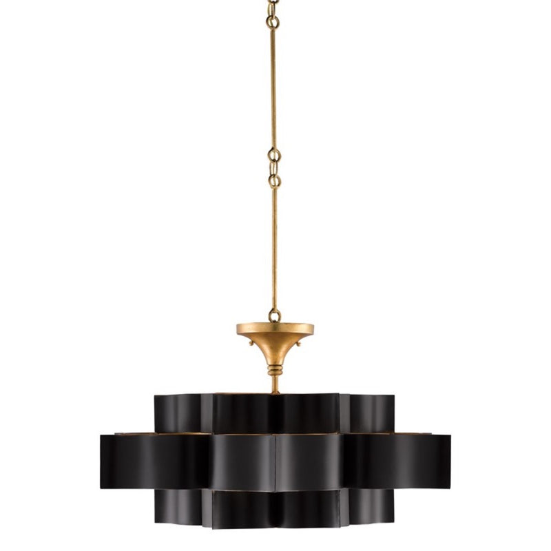 large black gold leaf lotus chandelier