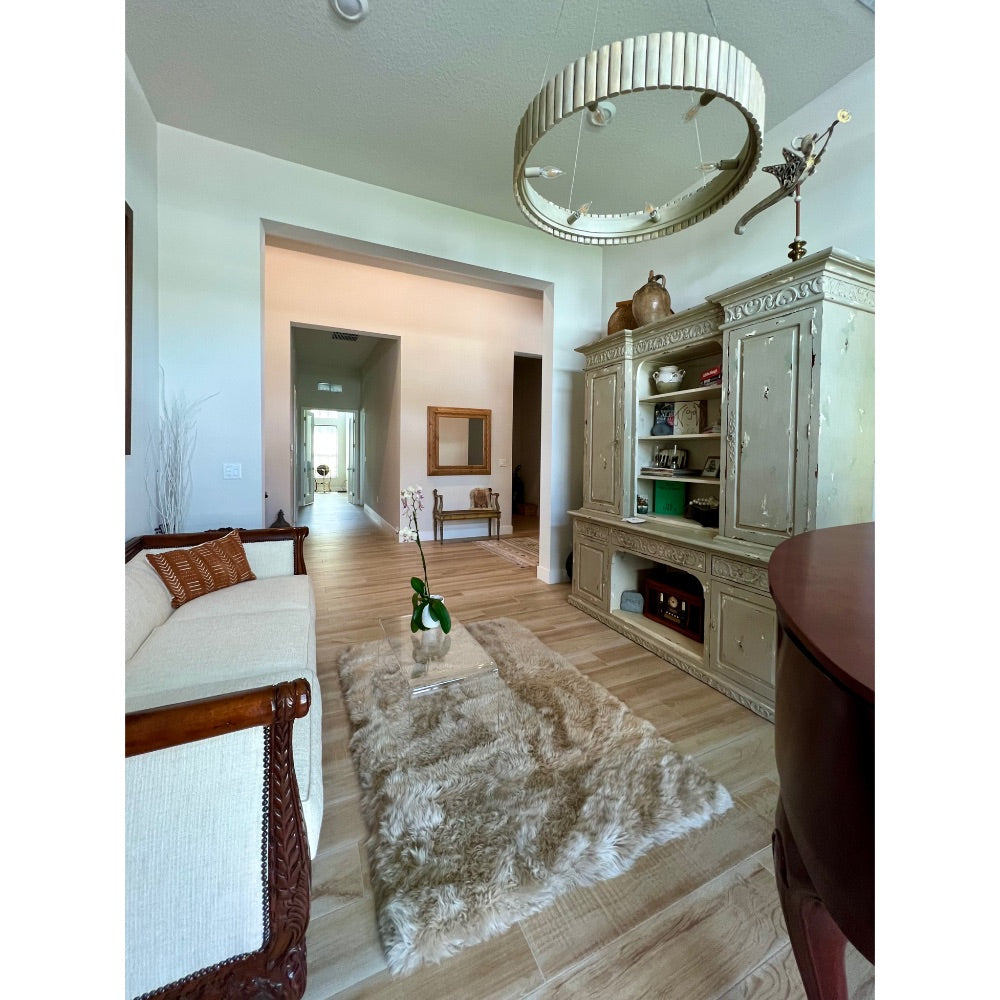 chandelier round tan 6 light