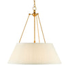 suspension pendant light antique gold finish pleated off-white shade