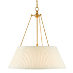 suspension pendant light antique gold finish pleated off-white shade