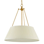 suspension pendant light antique gold finish pleated off-white shade