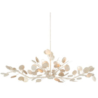 wrought iron oval chandelier lunaria inspired silver leaf