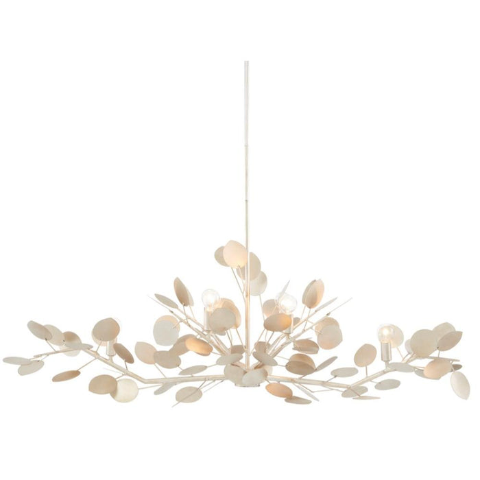wrought iron oval chandelier lunaria inspired silver leaf