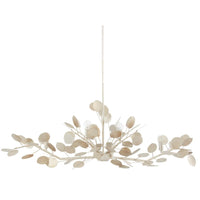 wrought iron oval chandelier lunaria inspired silver leaf