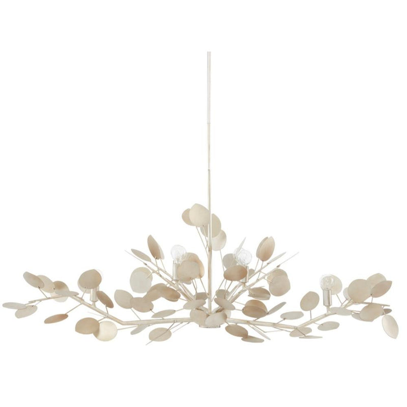 wrought iron oval chandelier lunaria inspired silver leaf