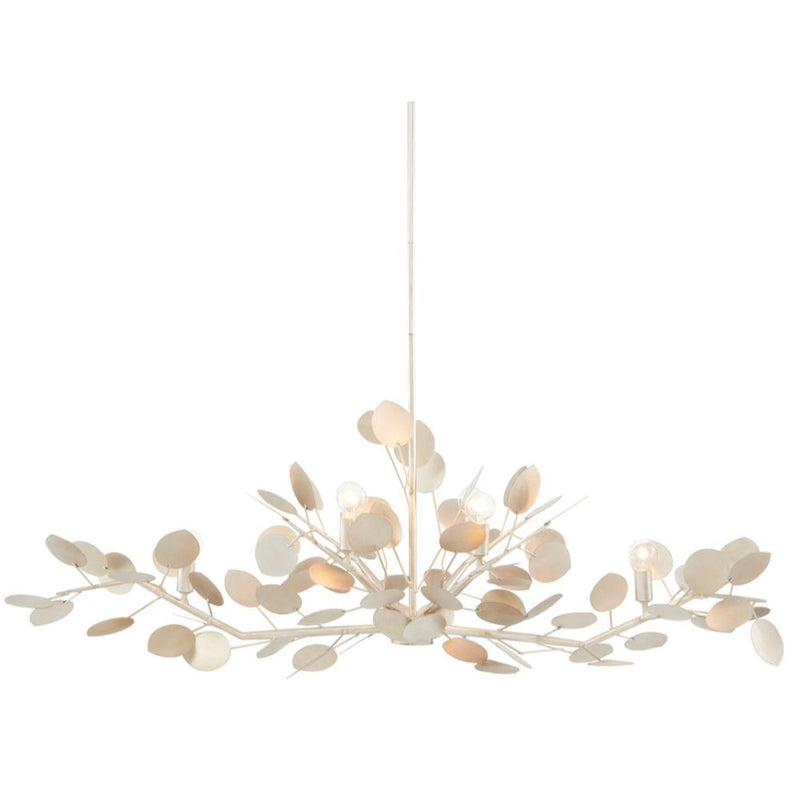 wrought iron oval chandelier lunaria inspired silver leaf