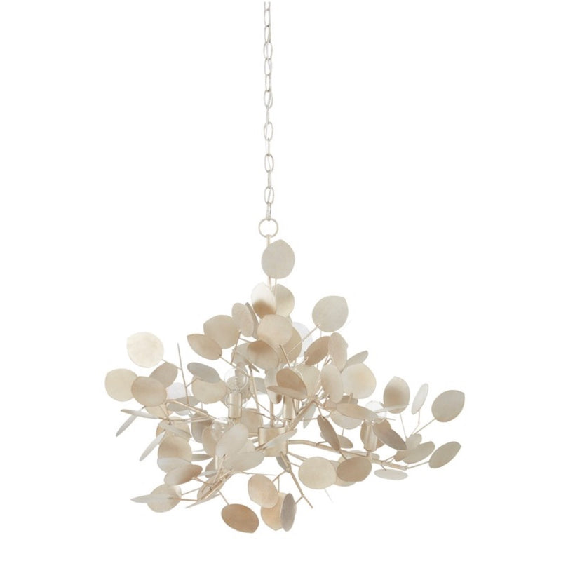 wrought iron chandelier lunaria inspired silver leaf