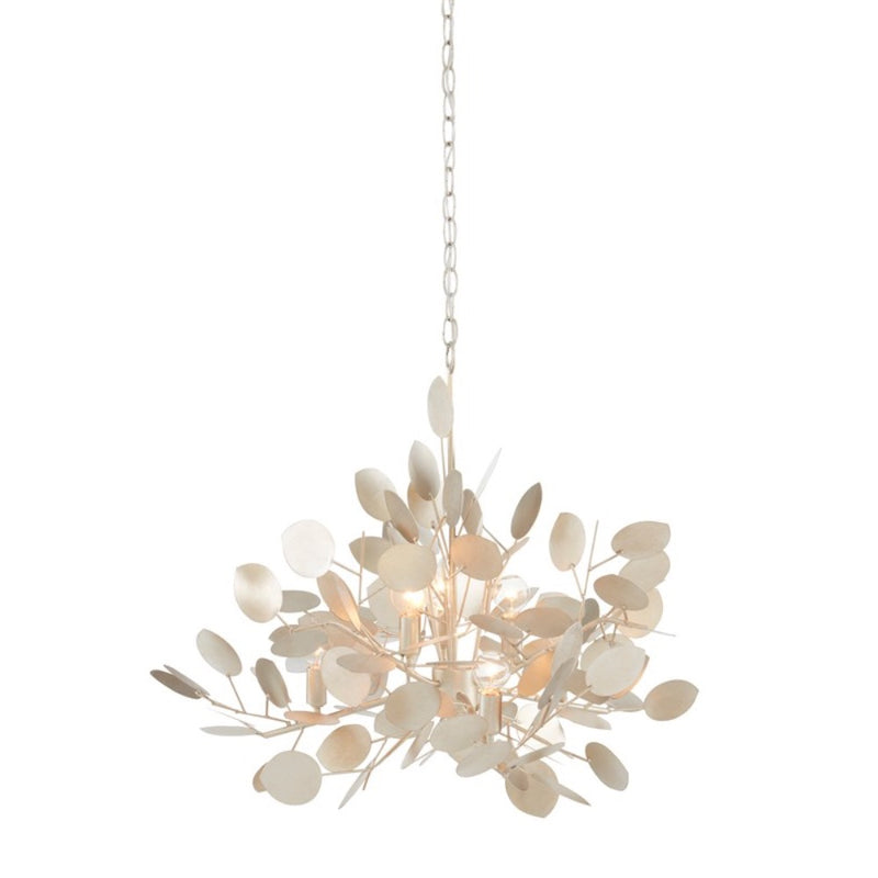 wrought iron chandelier lunaria inspired silver leaf