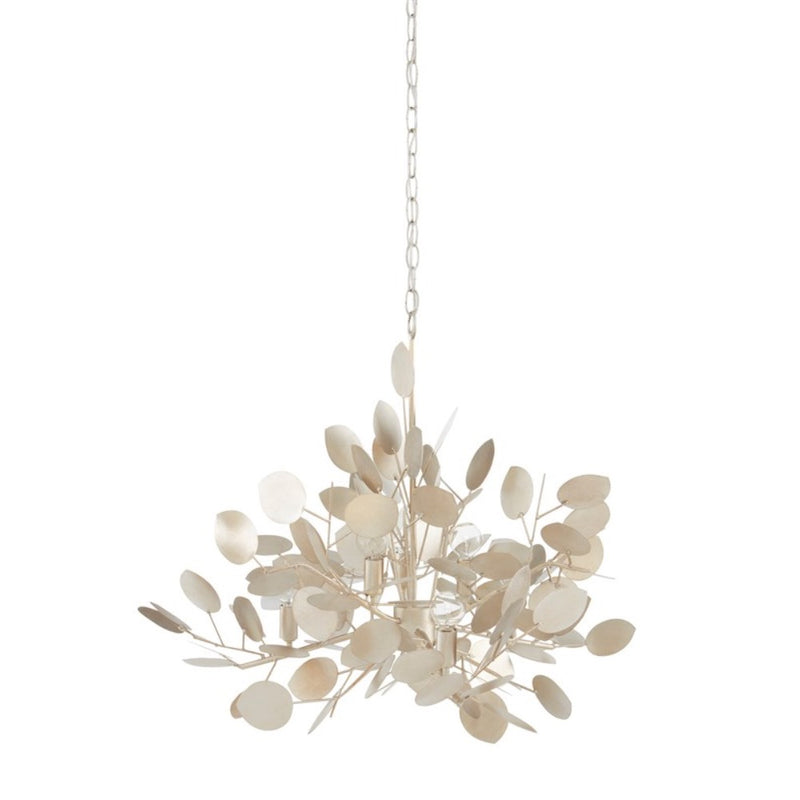 wrought iron chandelier lunaria inspired silver leaf