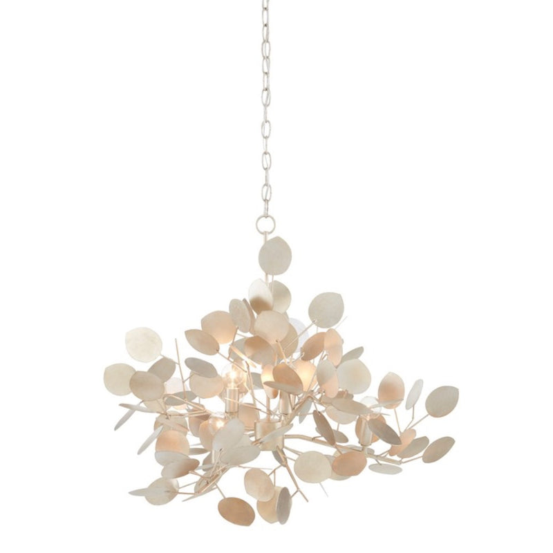 wrought iron chandelier lunaria inspired silver leaf