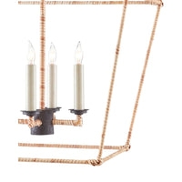 rattan wrapped iron hanging lantern light fixture