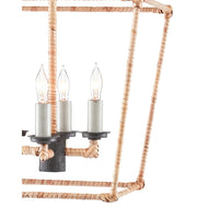 rattan wrapped iron hanging lantern light fixture