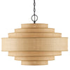 round natural grasscloth covered layered shades chandelier