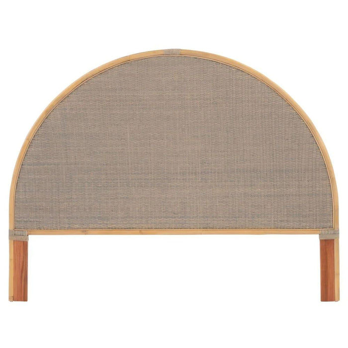 fog gray arched king headboard woven natural