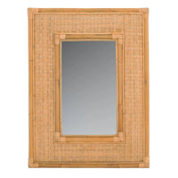polished rattan wall mirror rectangle neutral