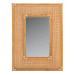 polished rattan wall mirror rectangle neutral