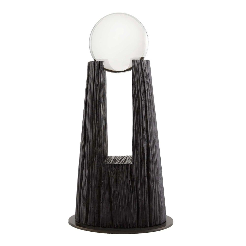 sculpture ebony textured based resin smoked crystal round top
