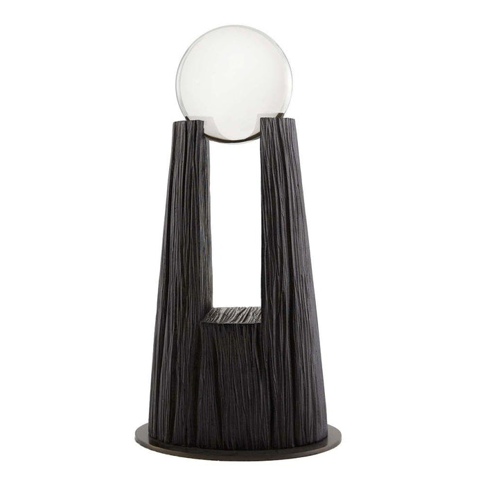 sculpture ebony textured based resin smoked crystal round top
