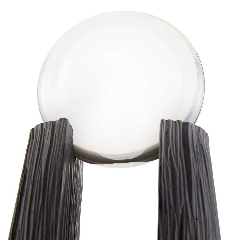 sculpture ebony textured based resin smoked crystal round top