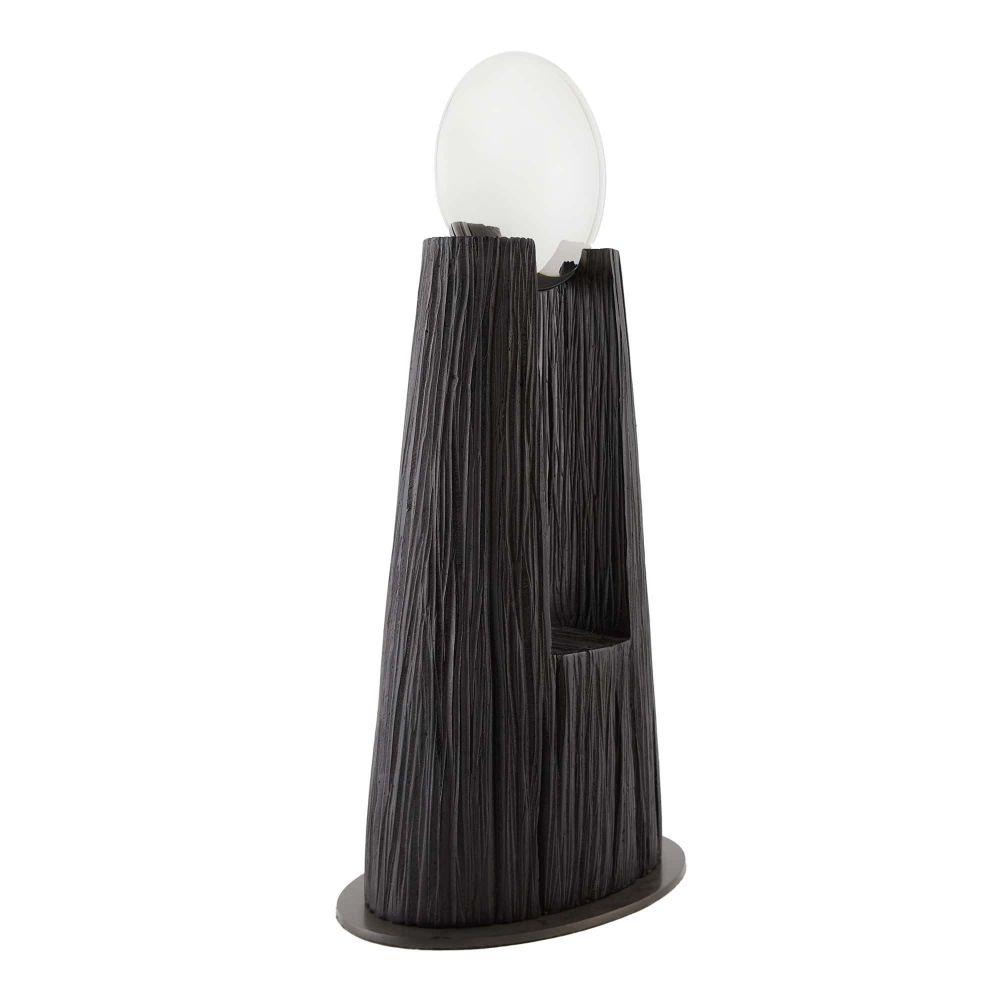 sculpture ebony textured based resin smoked crystal round top