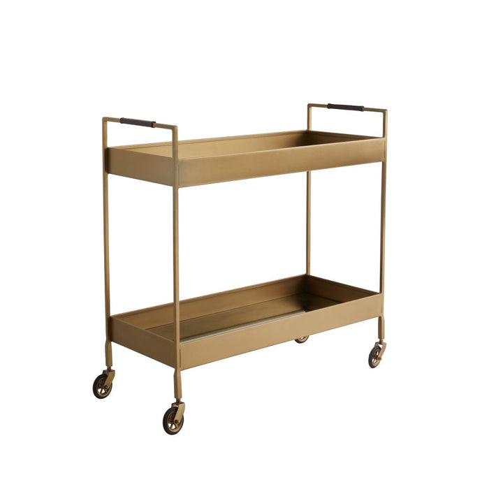 bar cart leather mirror glass iron antique brass finish two tier casters