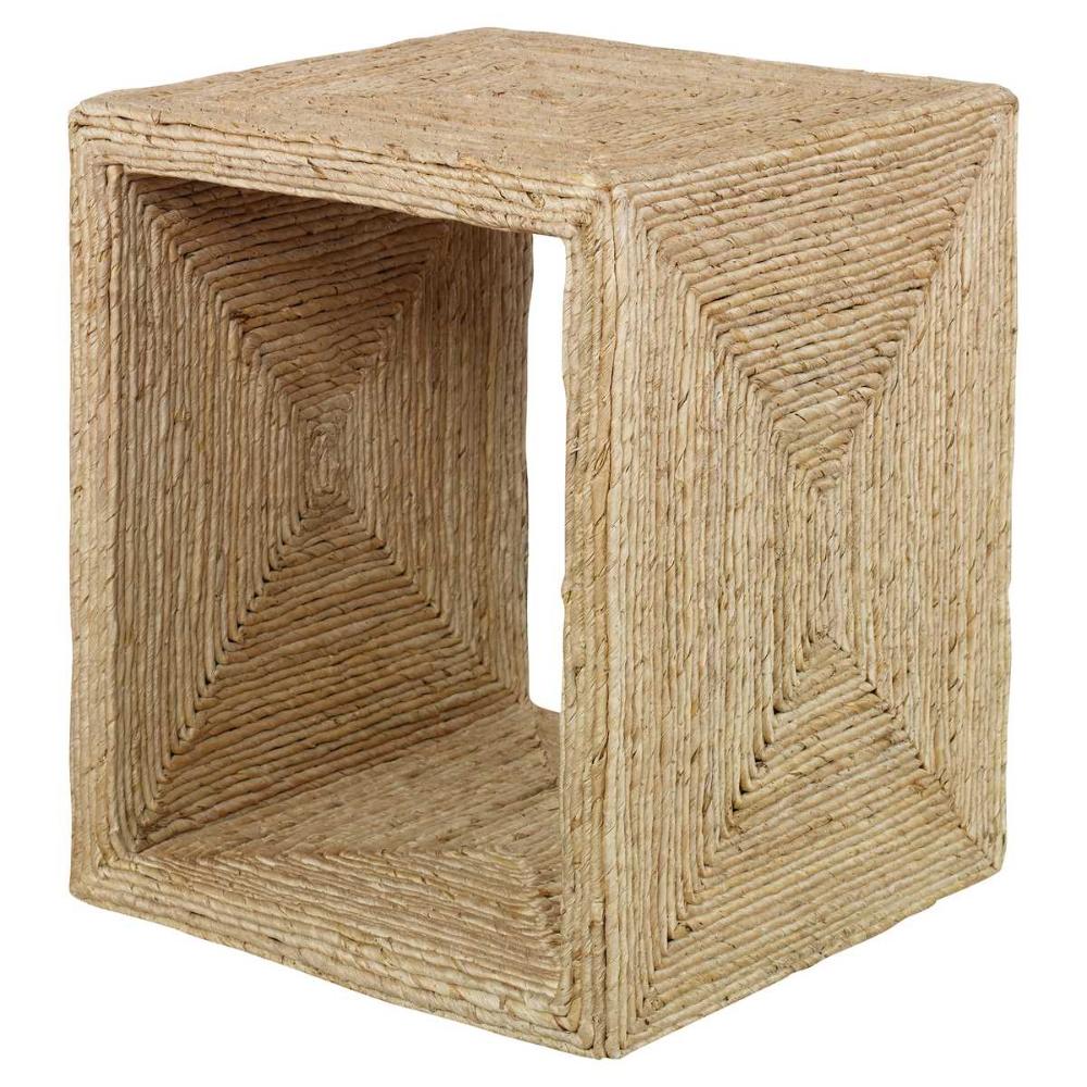 side table coastal woven rattan natural square 