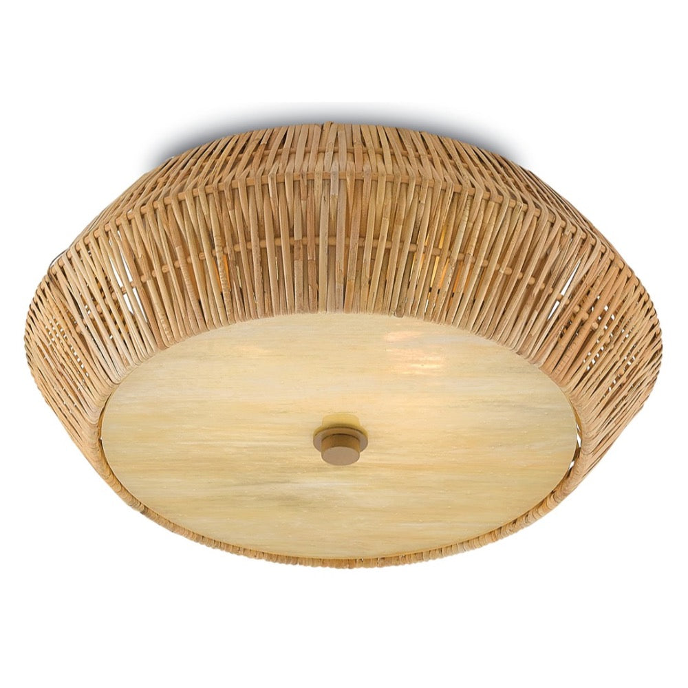 round flush mounted ceiling light fixture geometric natural rattan diffuser
